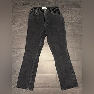 Abercrombie & Fitch black flare jeans, AF jeans, high rise black jeans